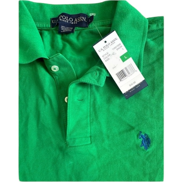 MENS U.S.POLO ASSN.POLO SHIRT GREEN SHORT SLEEVE 100% Cotton SIZE L - Picture 3 of 6
